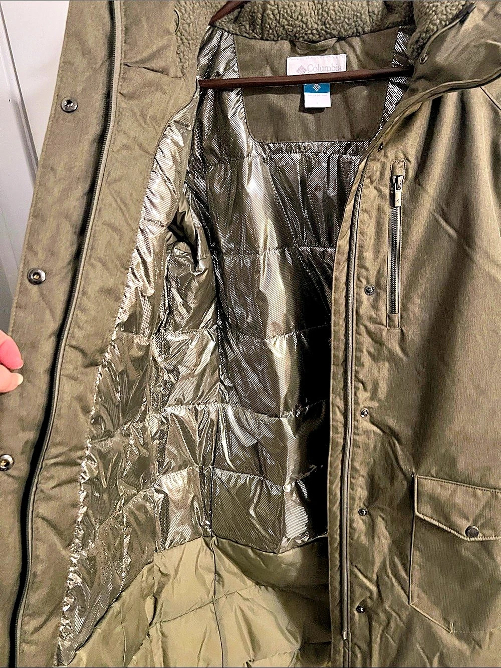 Columbia Marquam Peak Fusion Parka Women's Hooded Puffer Green & Brown Large - Picture 5 of 8